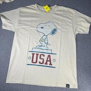 Peanuts Snoopy New USA Youth Medium Graphic T-Shirt Charlie Brown USA Snoopy
